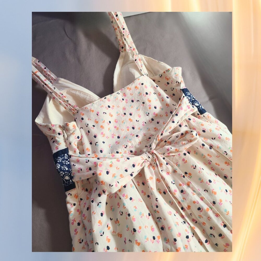 Red Camel Floral Sundress with Navy Waistband – Size 3 - Picture 5 of 9